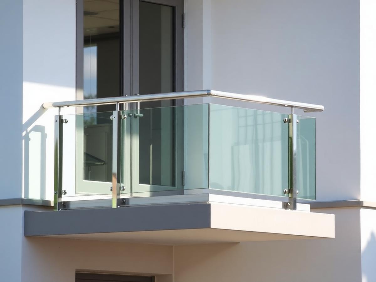 Modernes Balkongeländer aus Edelstahl und Glas